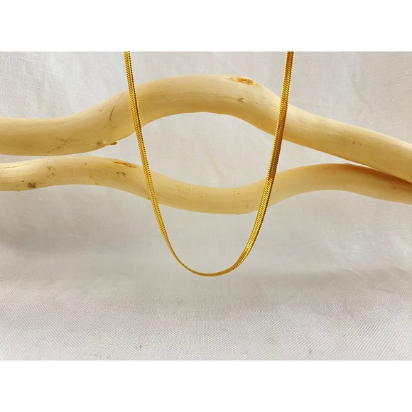 Stainless Steel 18k Gold Plated Herringbone Snake Chain Necklace - Picture 7 of 11